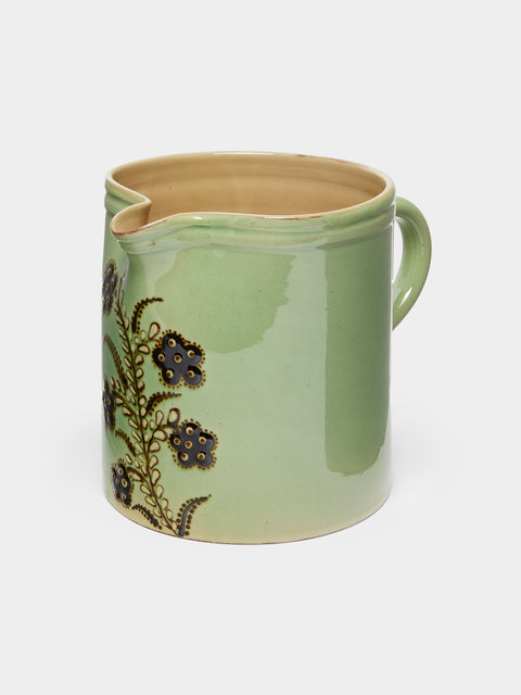 Poterie d’Évires - Flowers Hand-Painted Ceramic Straight-Edge Jug -  - ABASK - 