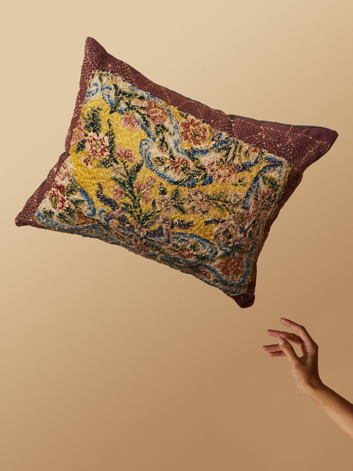 By Walid - 18th-Century English Needlepoint Linen Cushion -  - ABASK