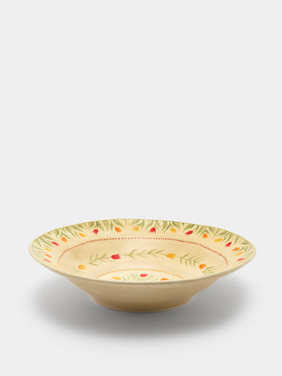 Rosanna Corfe - Tulips Hand-Painted Ceramic Fruit Bowl - Cream - ABASK - 