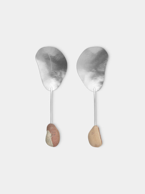 Thalia Maria Silver - Sterling Silver and Pebble Salad Servers (Set of 2) - Silver - ABASK - 