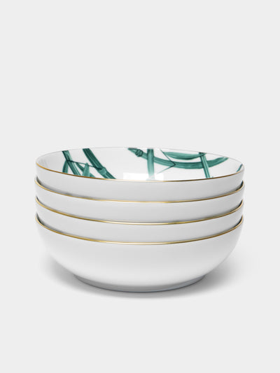 Marie Daage - Jardin d'Arashiyama Hand-Painted Porcelain Deep Bowl - White - ABASK - 