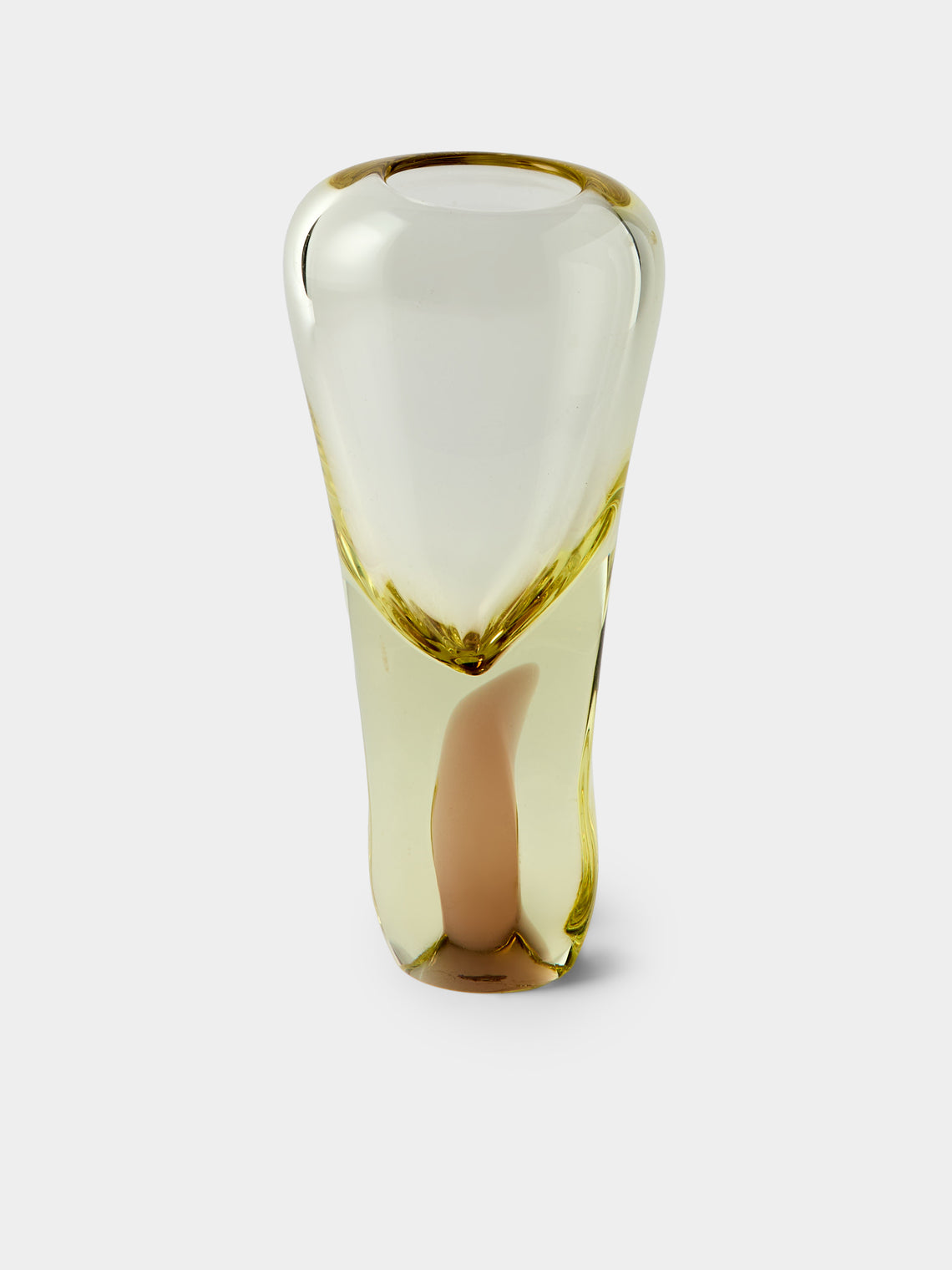 Antique and Vintage - Mid-Century Glass Vase (8.5in/21.5cm) - Yellow - ABASK - 