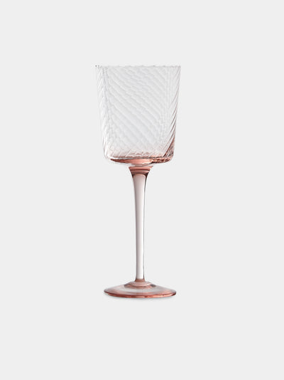 Mun Deluxe Brand Venezia - Torsé Hand-Blown Glass Wine Glasses (Set of 6) - Pink - ABASK- 