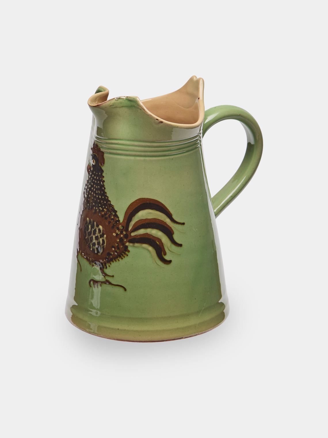 Poterie d’Évires - Chickens Hand-Painted Ceramic Milk Jug - Green - ABASK - 
