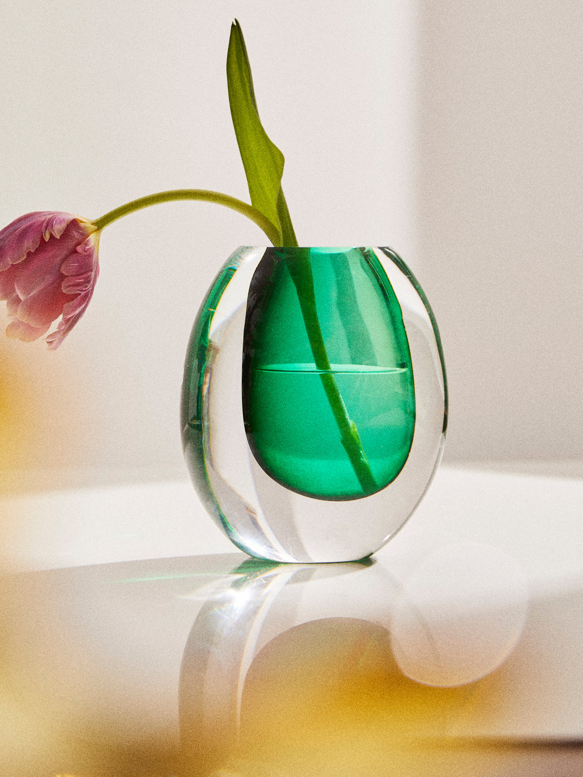 Antique and Vintage - 1950s Murano Glass Vase (7.5in/19cm) - Green - ABASK