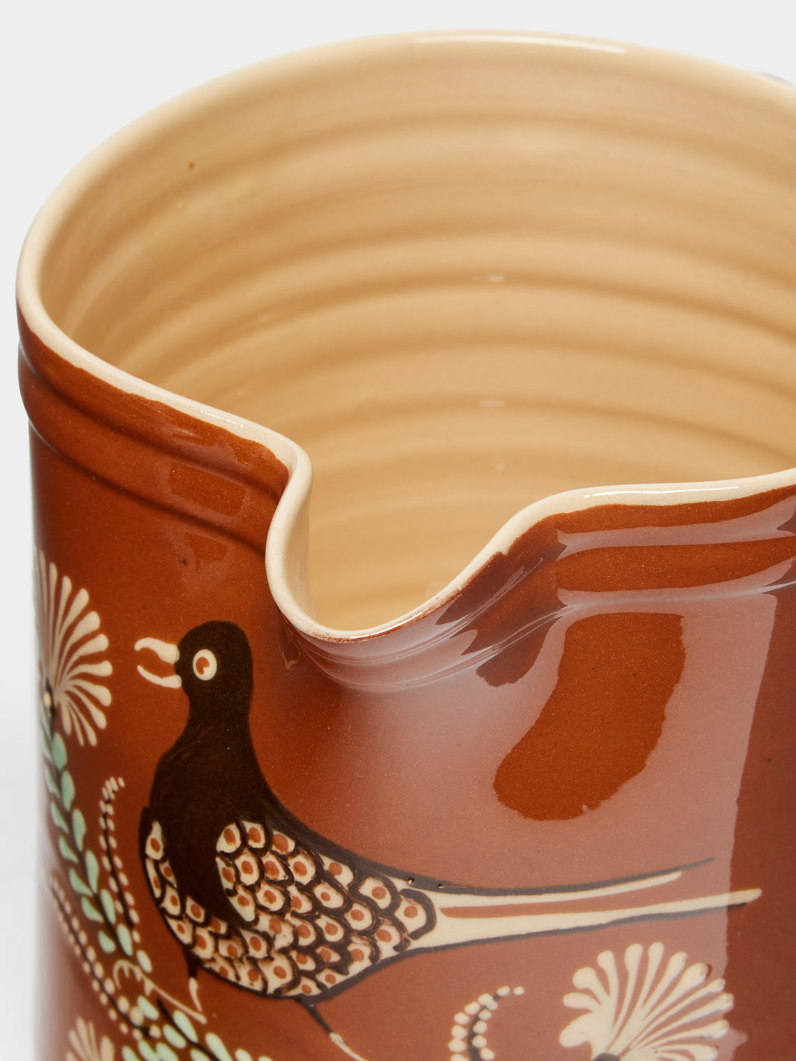 Poterie d’Évires - Birds Hand-Painted Ceramic Straight-Edge Jug -  - ABASK