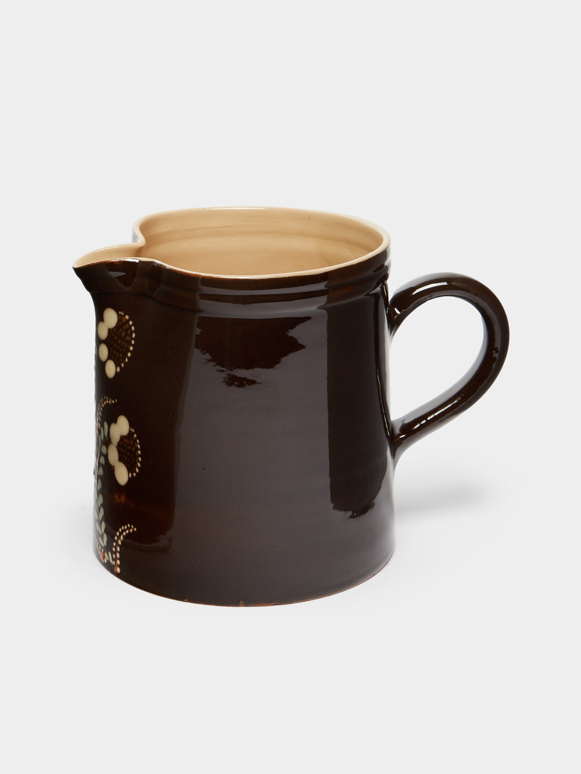 Poterie d’Évires - Flowers Hand-Painted Ceramic Straight-Edge Jug -  - ABASK