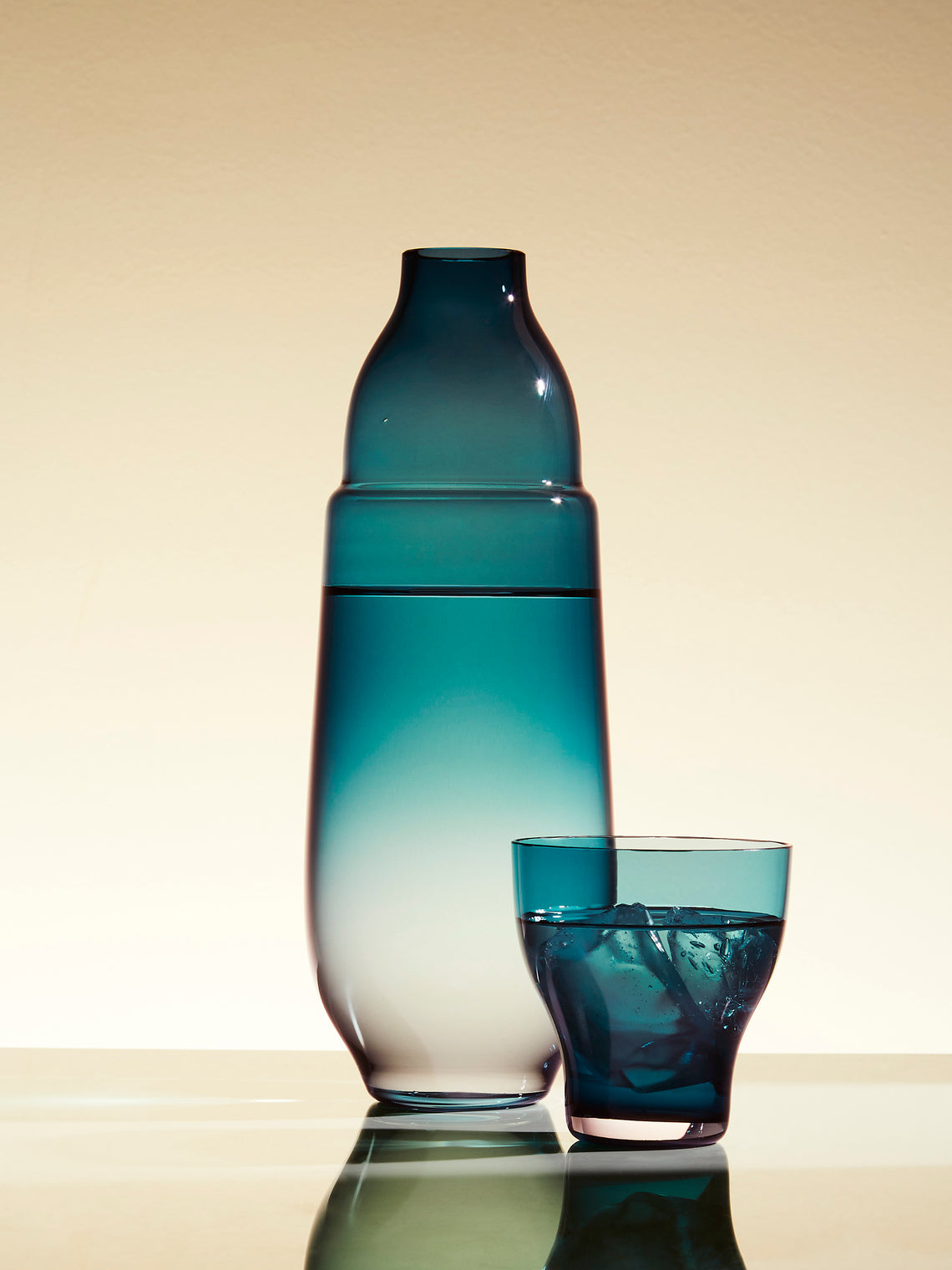 Kickie Chudikova - Danube Hand-Blown Bohemian Crystal Carafe and Tumbler - Blue - ABASK