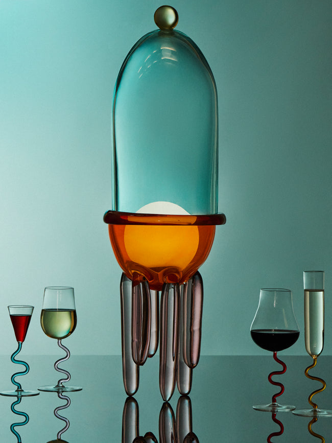 Kickie Chudikova - Pulpopolis Tamoya Hand-Blown Murano Glass Portable Table Lamp - Blue - ABASK