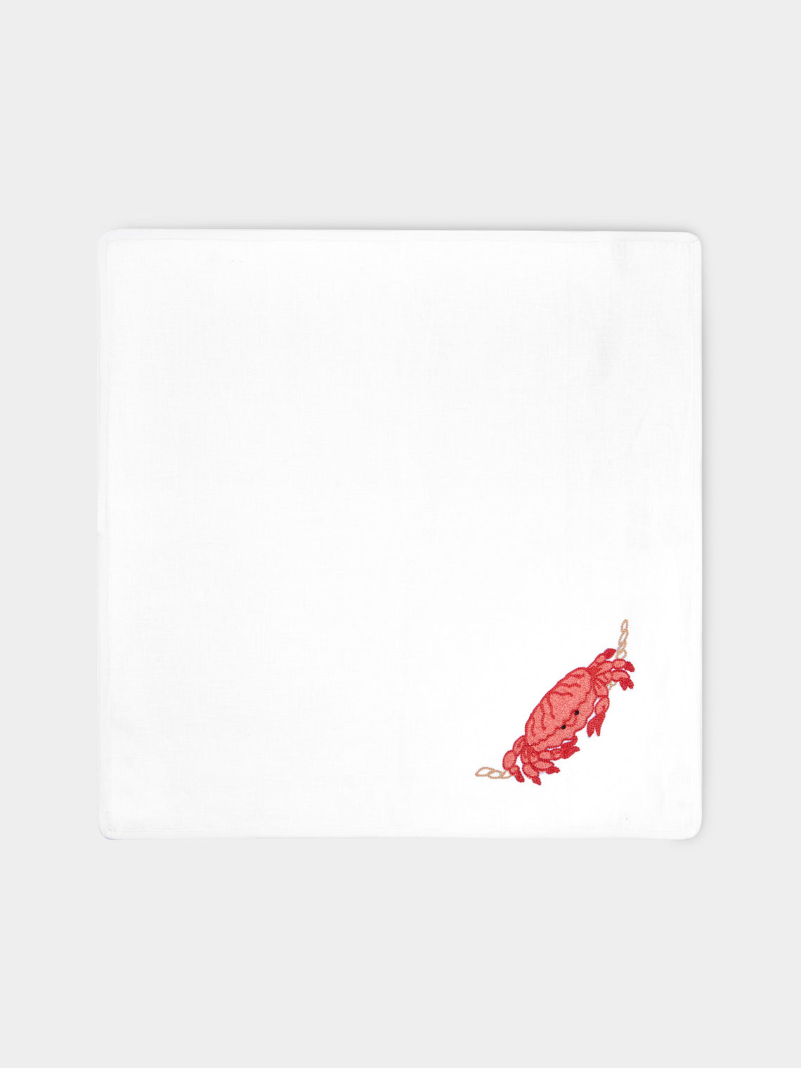 Loretta Caponi - Crabs with Rope Hand-Embroidered Linen Napkins (Set of 2) -  - ABASK