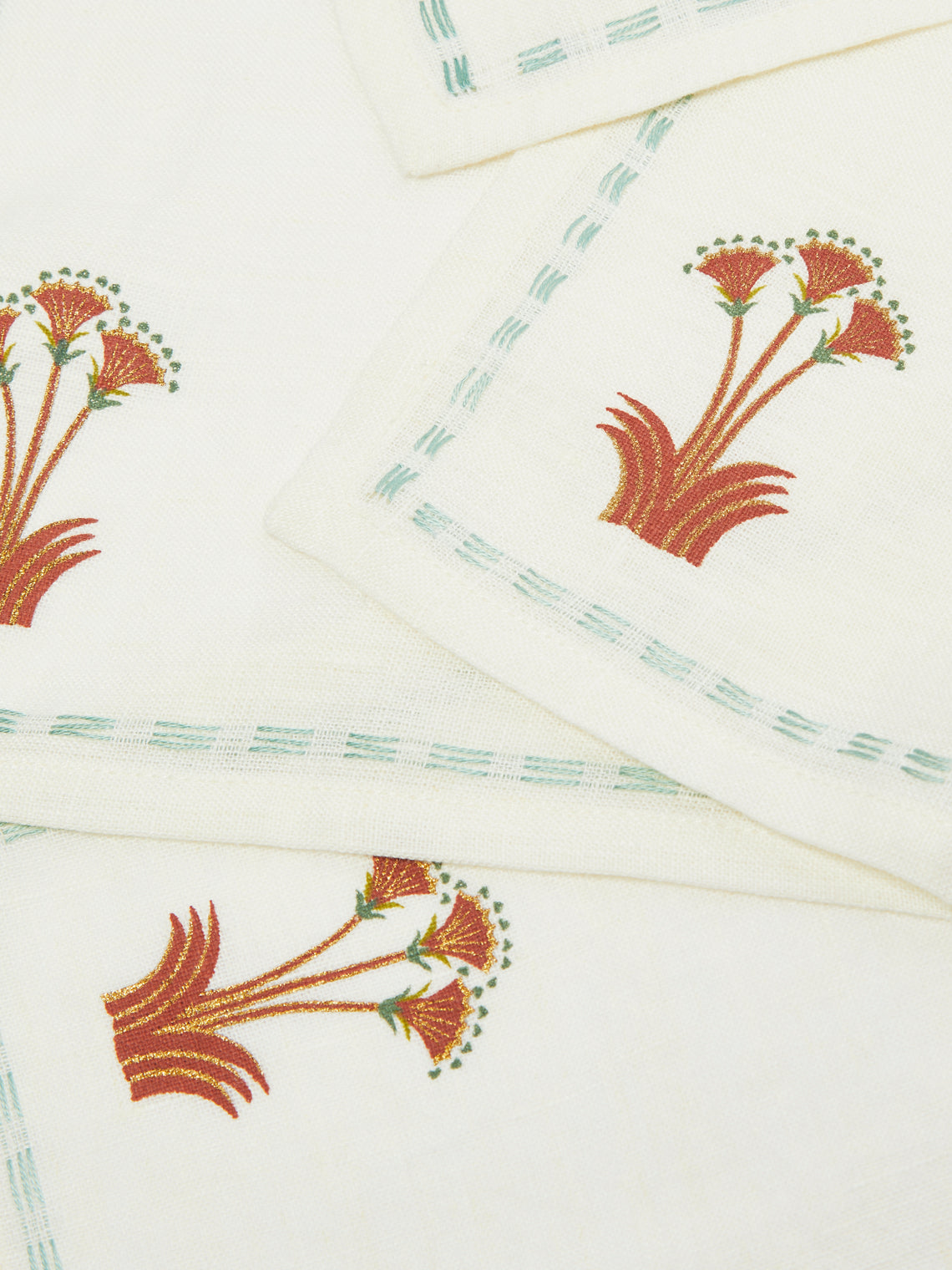 Malaika - Sacred Nile Hand-Embroidered Linen Napkins (Set of 4) -  - ABASK