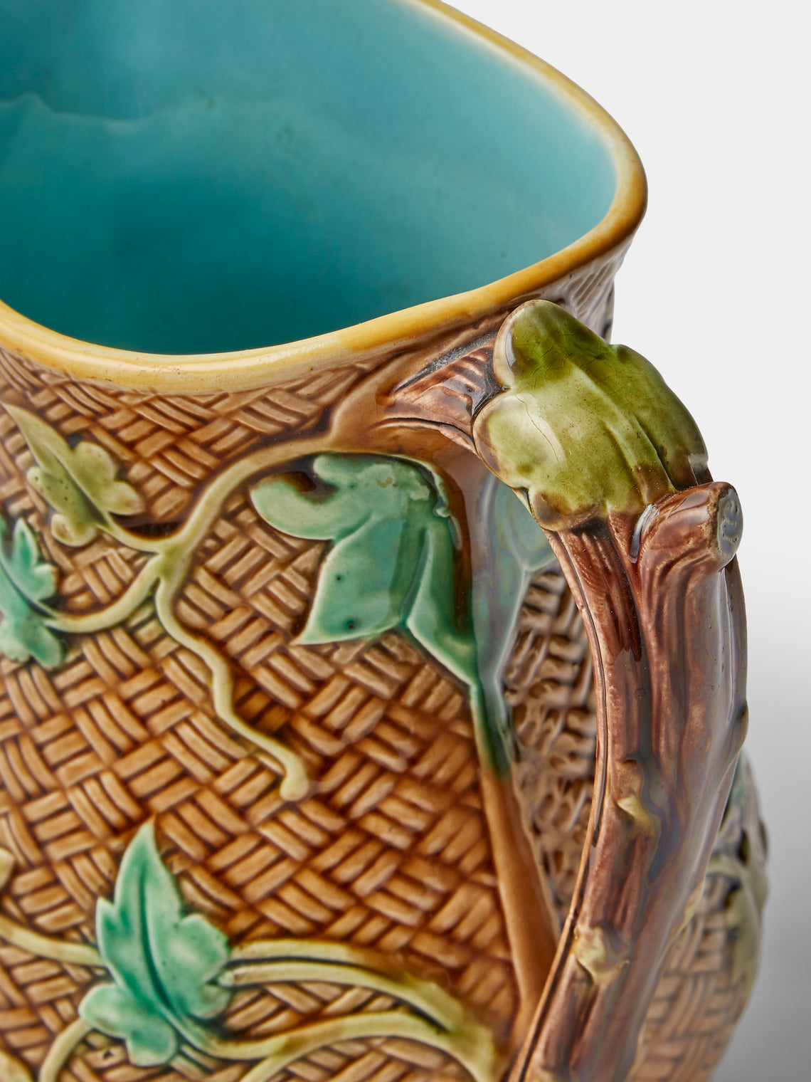 Antique and Vintage - 1900s Majolica Ceramic Jug - Brown - ABASK