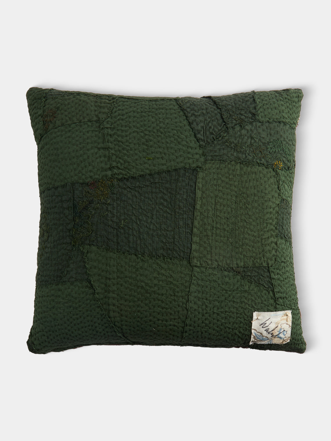 By Walid - 19th-Century Needlepoint Wool and Cotton Patchwork Cushion  (19.5in/50cm) - Multiple - ABASK