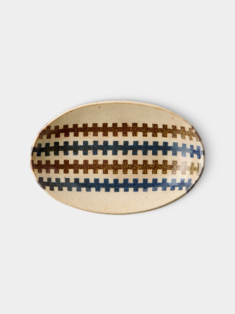 Makidani-gama - No. 1 Nerikomi Ceramic Medium Oval Bowls (Set of 5) - Multiple - ABASK - 