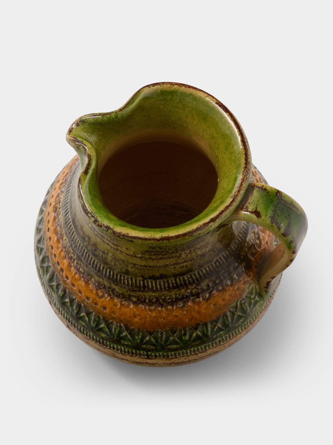 Antique and Vintage - 1960s Bitossi Sahara Ceramic Jug - Green - ABASK