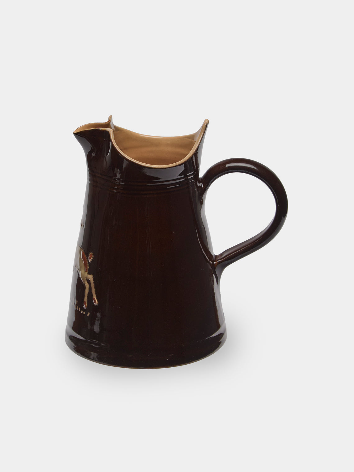 Poterie d’Évires - Flowers Hand-Painted Ceramic Milk Jug - Dark brown - ABASK