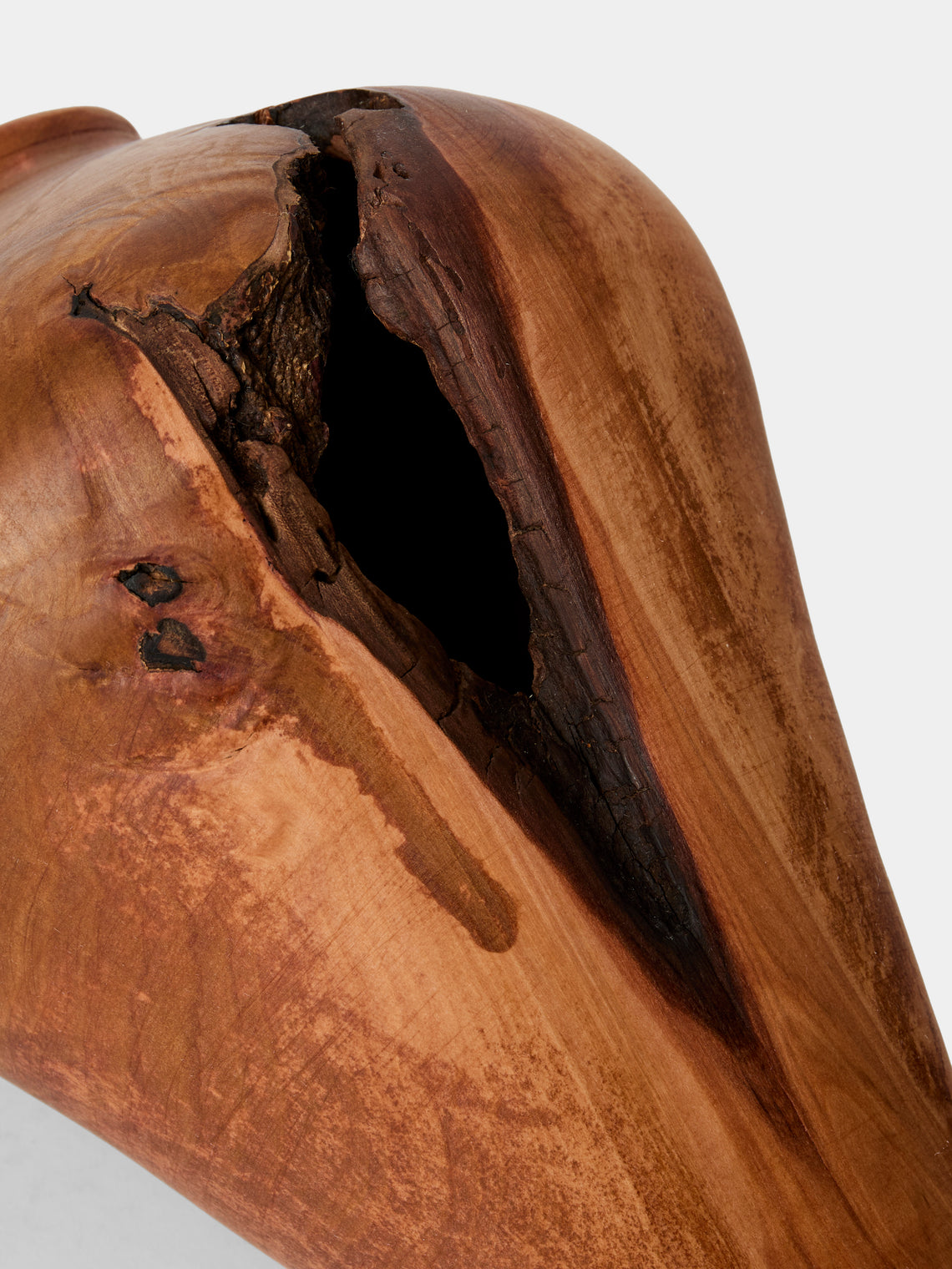 Iida Woodturning - Hand-Turned Bayberry Oil-Finish Vase (13in/33cm) - Brown - ABASK