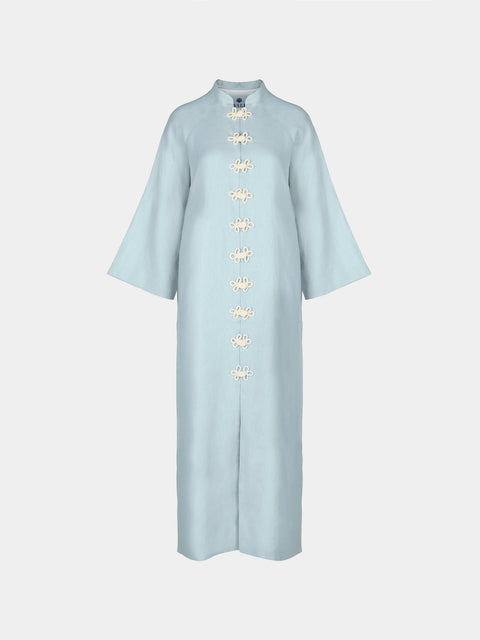 Yali Milano - The Portofino Linen Robe | Size: S - Light Blue - ABASK - 