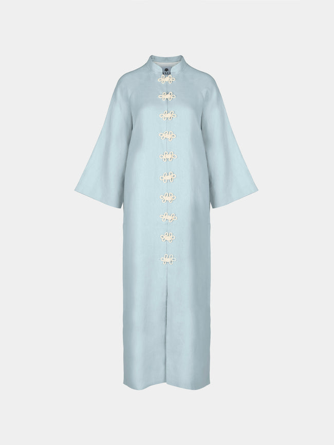 Yali Milano - The Portofino Linen Robe | Size: S - Light Blue - ABASK - 