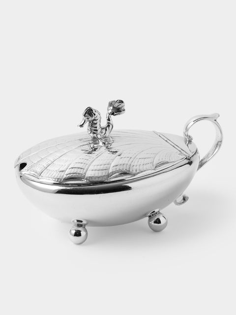 Antique and Vintage - Mid-Century Krupp Silver-Plated Sturgeon Lidded Dish - Silver - ABASK - 