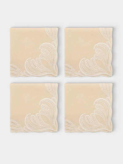 Borgo delle Tovaglie - Tecla Embroidered Linen Napkins (Set of 4) - Natural - ABASK - 