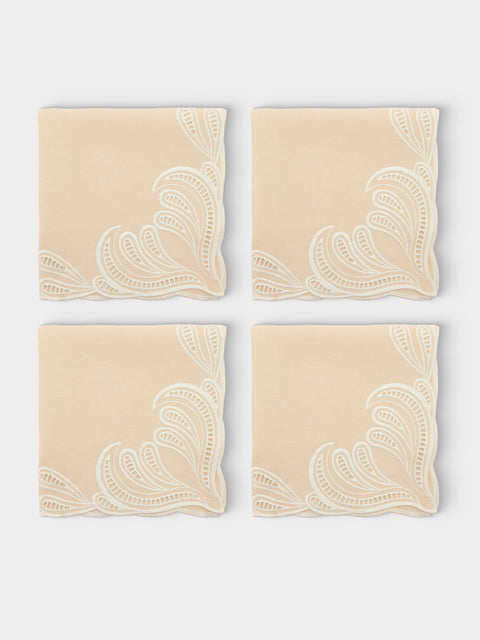 Borgo delle Tovaglie - Tecla Embroidered Linen Napkins (Set of 4) - Natural - ABASK - 
