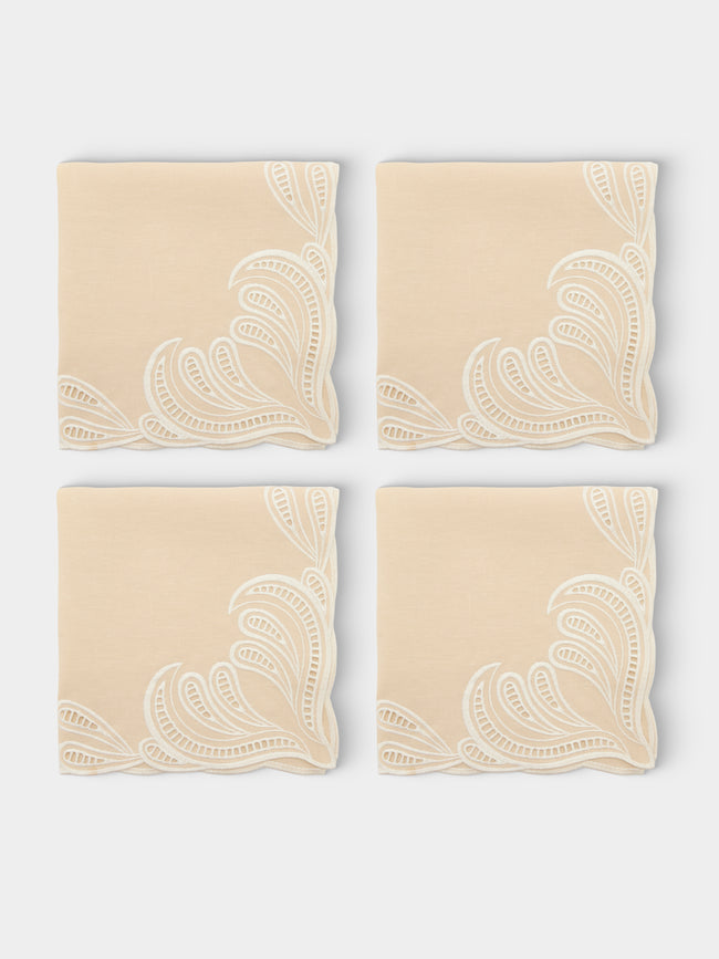 Borgo delle Tovaglie - Tecla Embroidered Linen Napkins (Set of 4) - Natural - ABASK - 