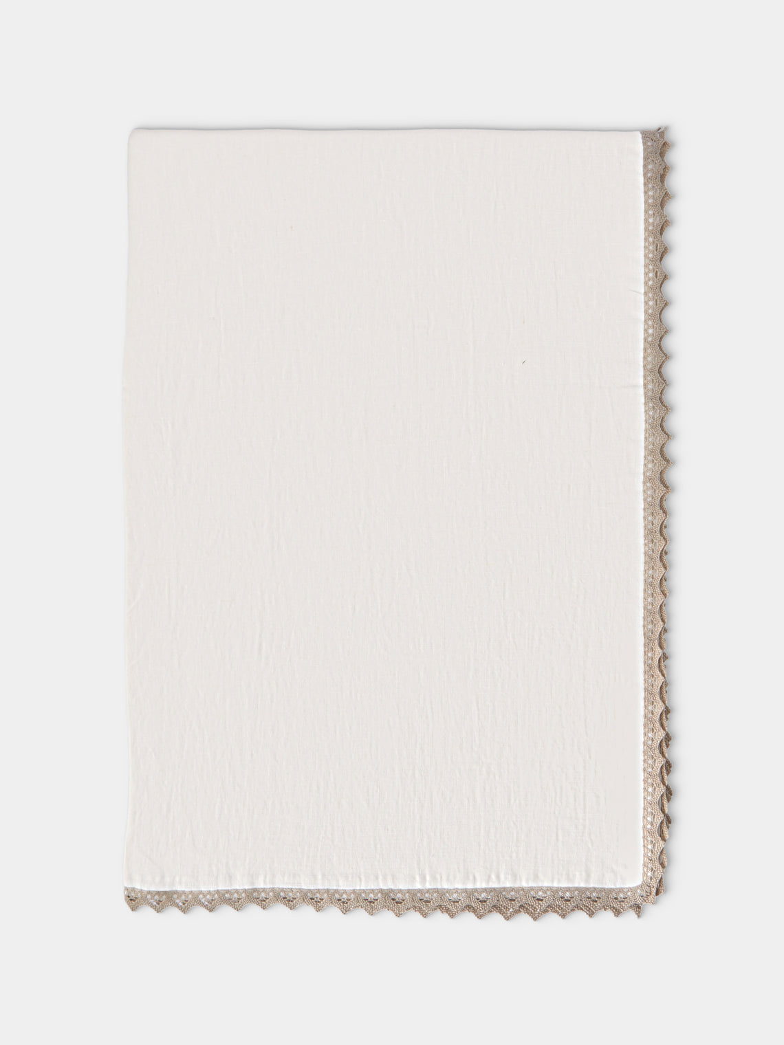 Borgo delle Tovaglie - Bagheria Embroidered Linen Rectangular Tablecloth (126in/3.2m) - Ivory - ABASK - 