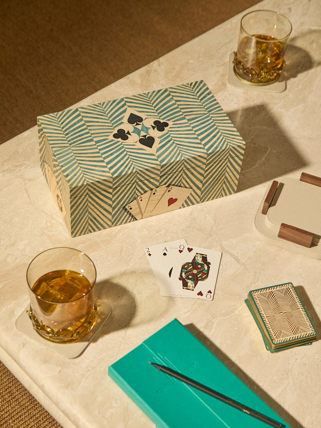 Alexandra Llewellyn - Turquoise Wood Playing Cards Box -  - ABASK