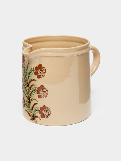 Poterie d’Évires - Flowers Hand-Painted Ceramic Large Straight-Edge Jug -  - ABASK - 