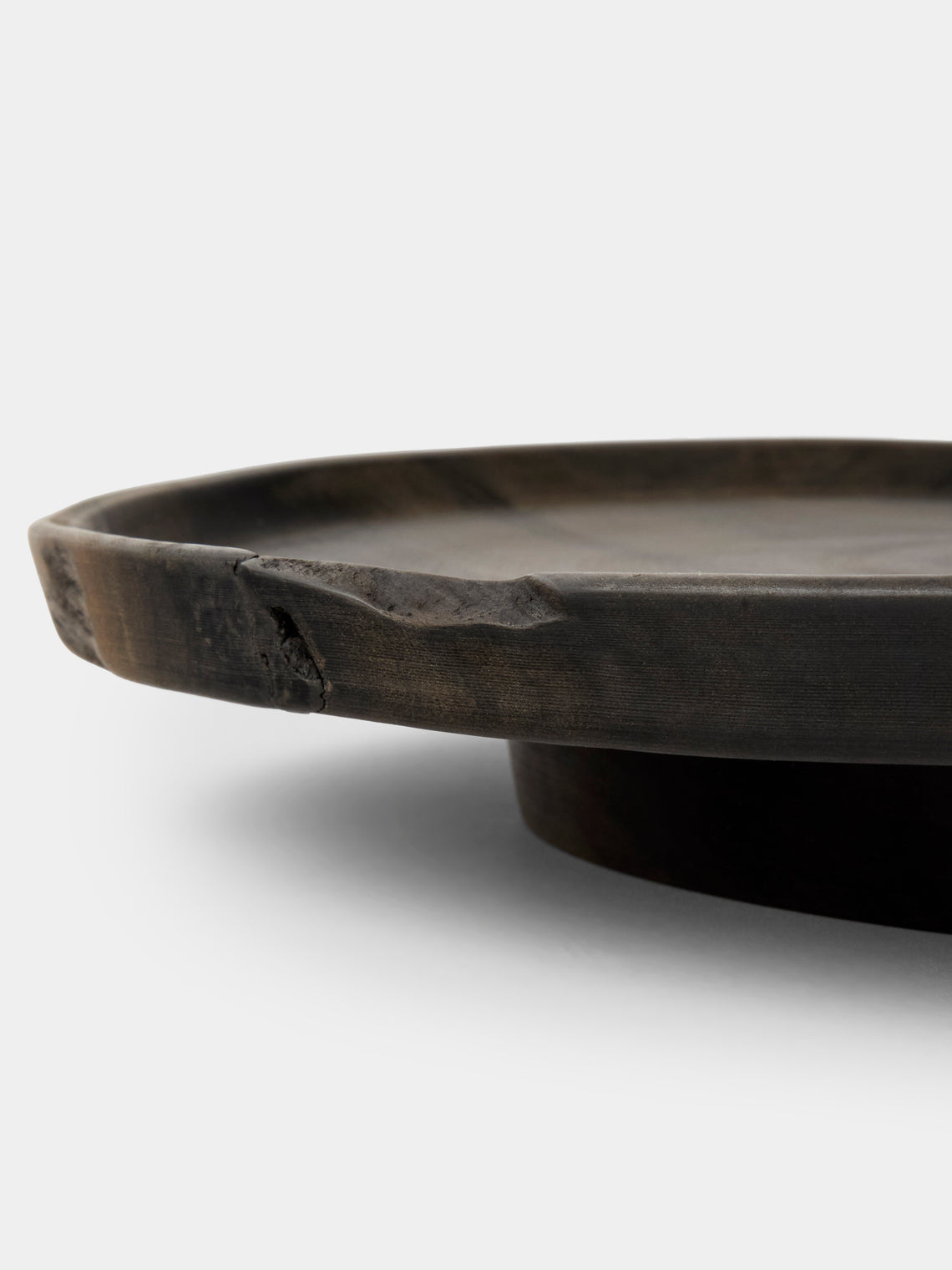 Iida Woodturning - Hand-Turned Oil-Finish Iron-Mordant Dogwood Tray (17.5in/44.5cm) - Brown - ABASK