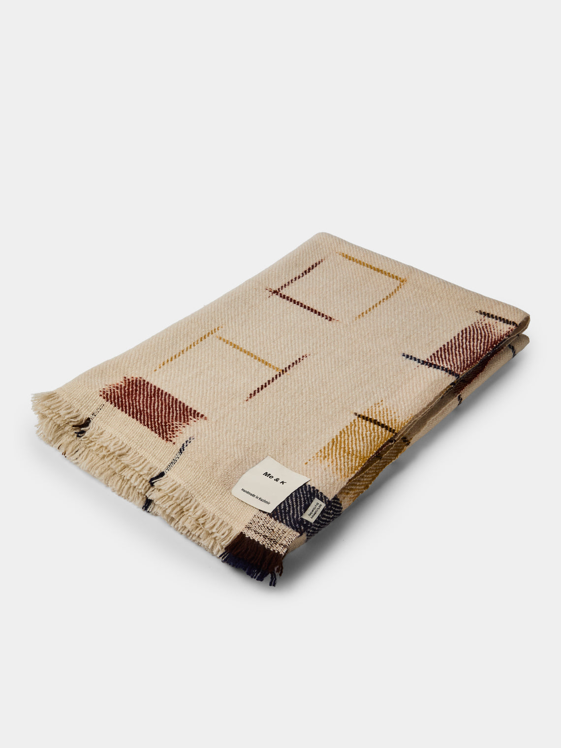 Me & K - Ikat Cashmere Throw (67in/1.7m) - Cream - ABASK