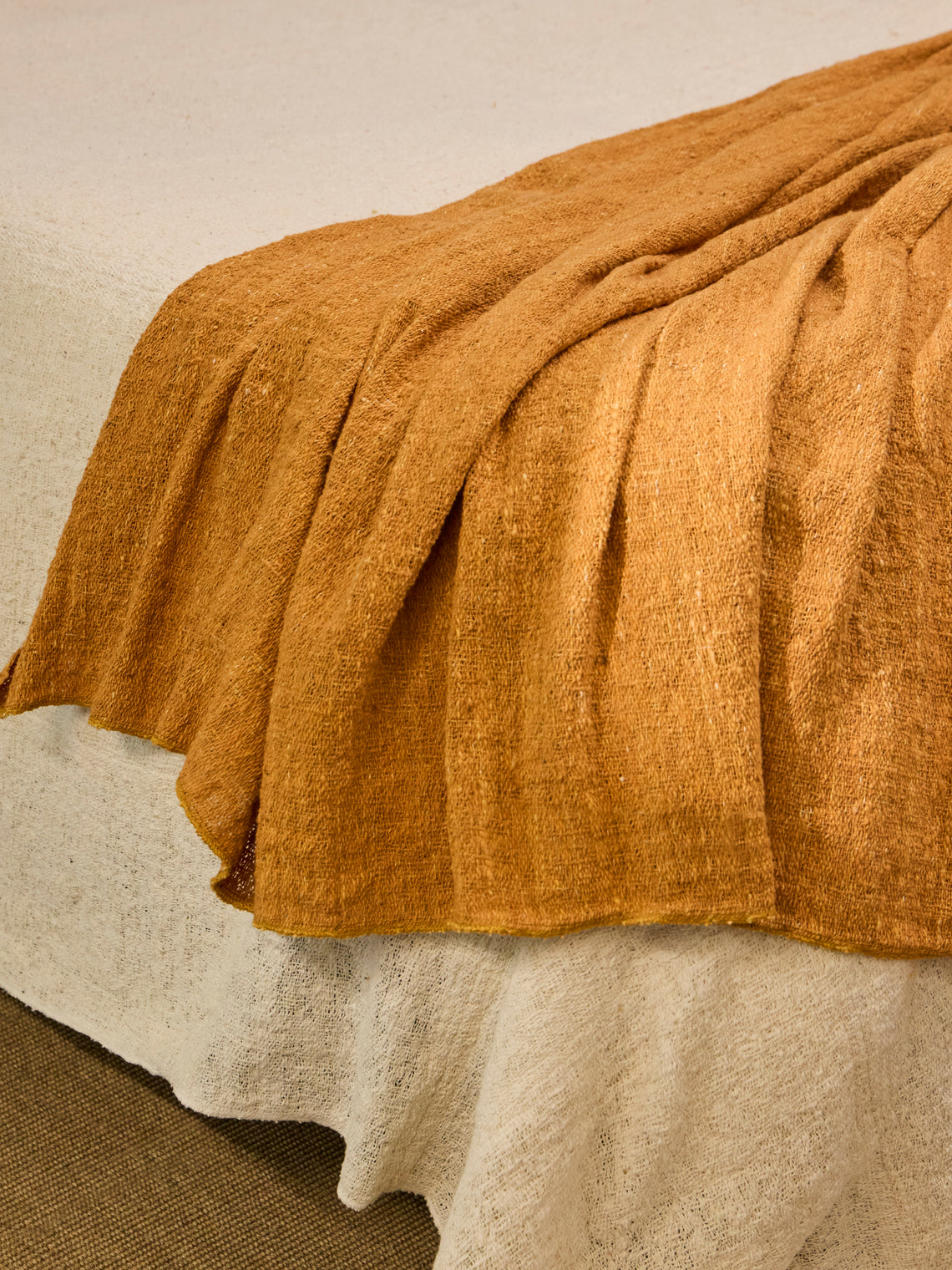 Valentina Hoyos - Hand-Dyed Cotton Bed Blanket (106in/2.7m) - Orange - ABASK
