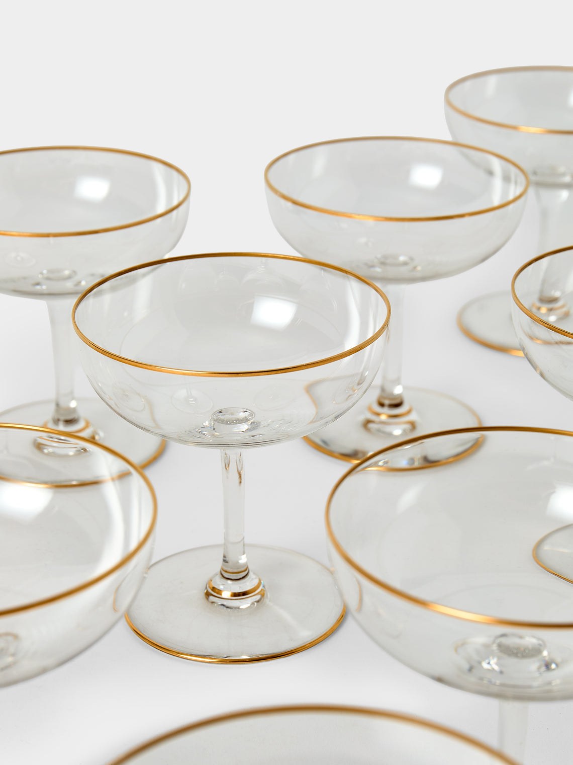 Antique and Vintage - 1900s Baccarat Crystal Champagne Coupes (Set of 12) - Clear - ABASK