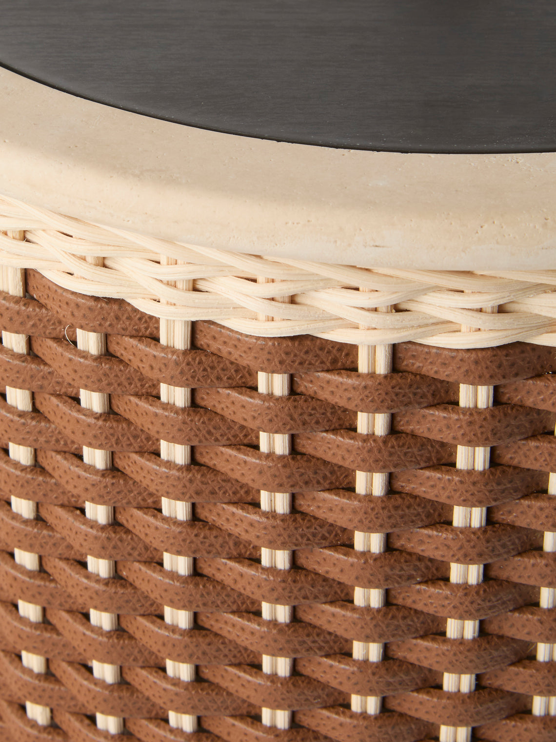 Pigment France - Courbet Leather and Rattan Wastepaper Bin - Brown - ABASK