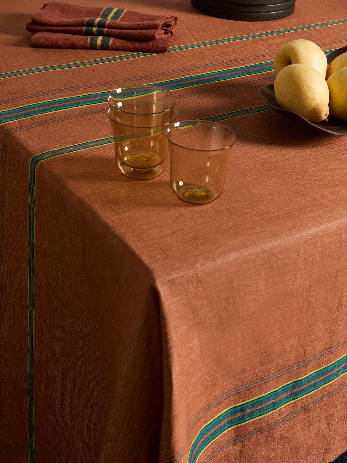 Libeco - Ontario Stripe Belgian Linen Large Rectangular Tablecloth -  - ABASK