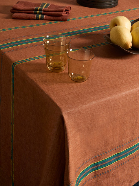 Libeco - Ontario Stripe Belgian Linen Large Rectangular Tablecloth -  - ABASK