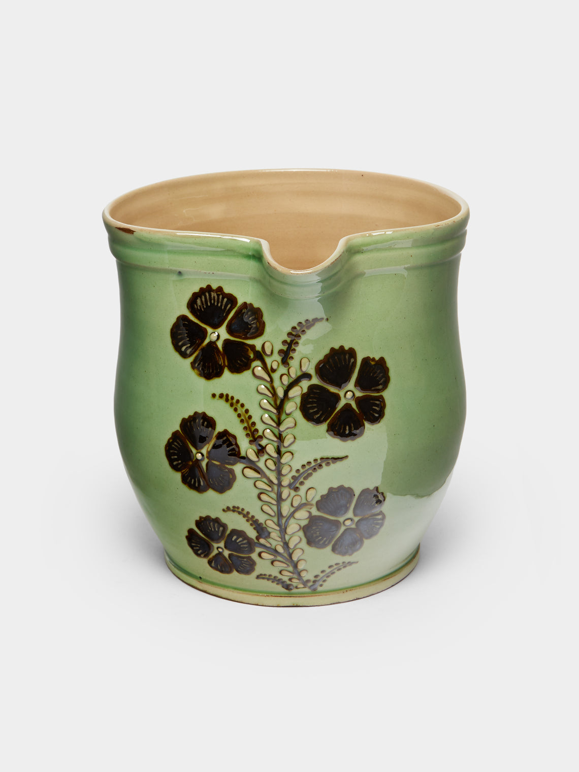 Poterie d’Évires - Flowers Hand-Painted Ceramic Rounded Jug -  - ABASK