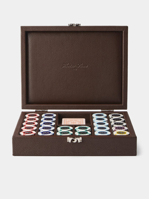Hector Saxe - Leather Small Poker Set - Brown - ABASK - 