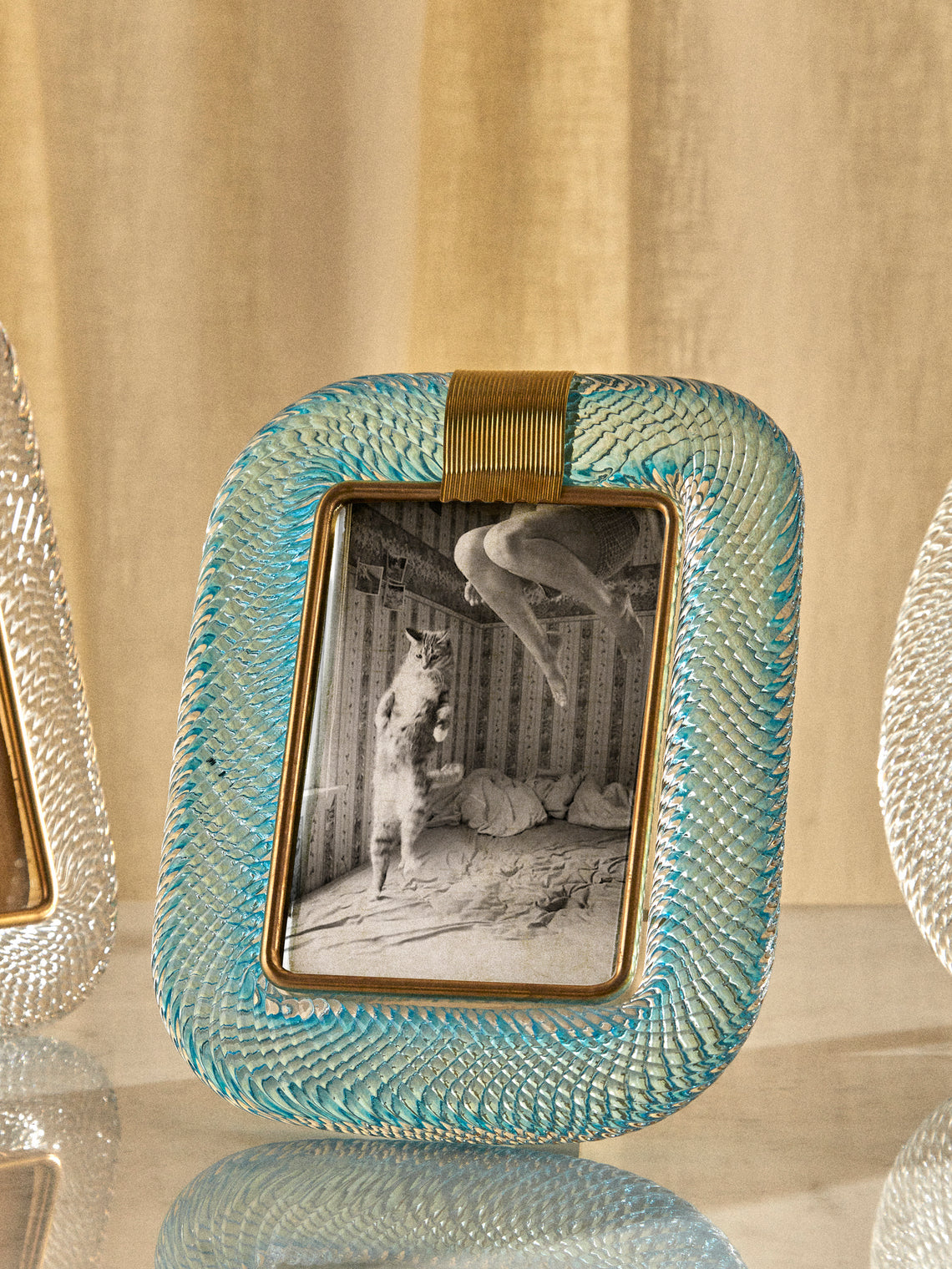 Antique and Vintage - 1960s Murano Glass Photo Frame - Blue - ABASK