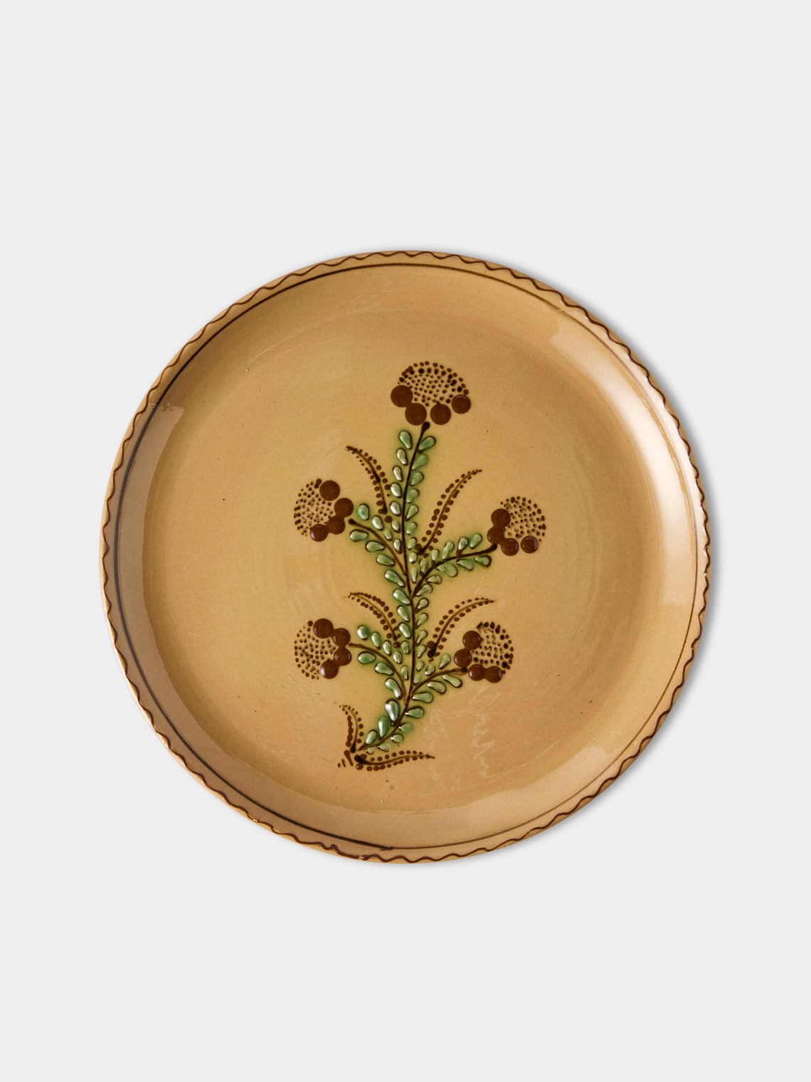 Poterie d’Évires - Flowers Hand-Painted Ceramic Dinner Plates – 9.5in/24cm (Set of 4) - Cream - ABASK