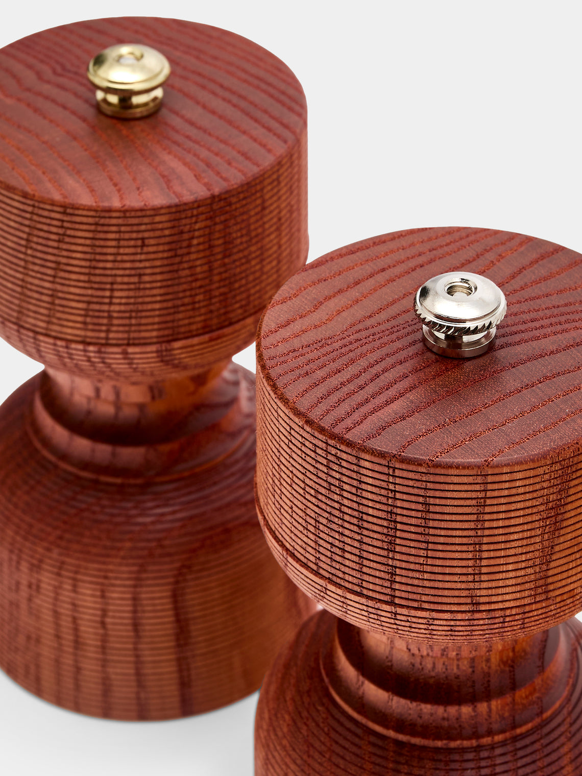 Yamani Woodworks - Hand-Turned Wood Salt and Pepper Mills (Set of 2) - Brown - ABASK