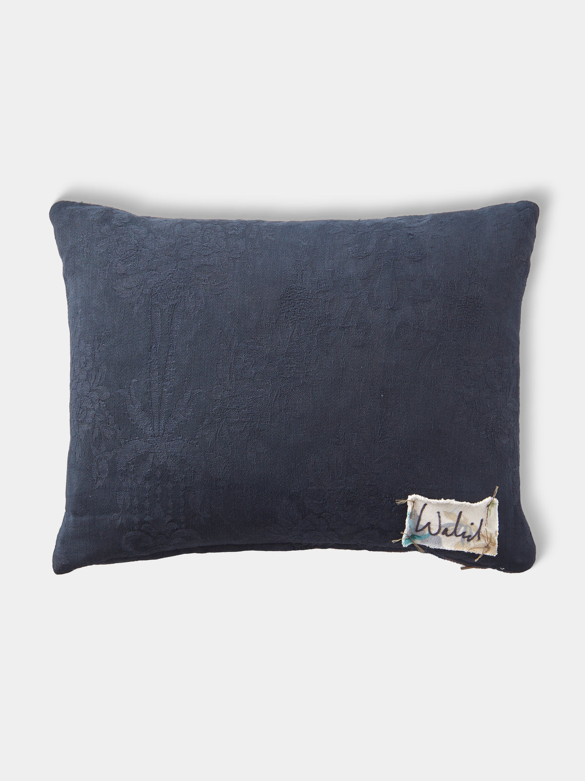 By Walid - 19th-Century Victorian Needlepoint Wool, Linen and Damask Cushion (15.5in/40cm) - Multiple - ABASK
