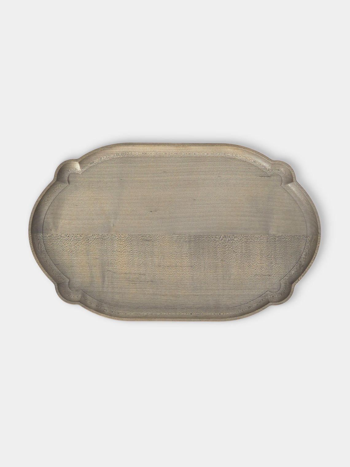 Ifuji - Italian Hand-Carved Wood Tray (12in/31cm) - Brown - ABASK - 