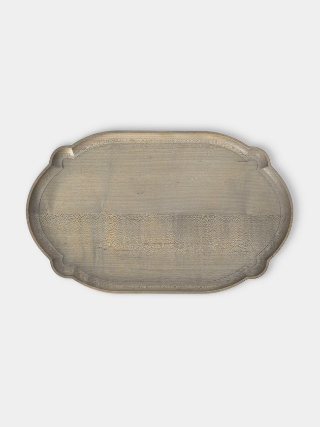 Ifuji - Italian Hand-Carved Wood Tray (12in/31cm) - Brown - ABASK - 
