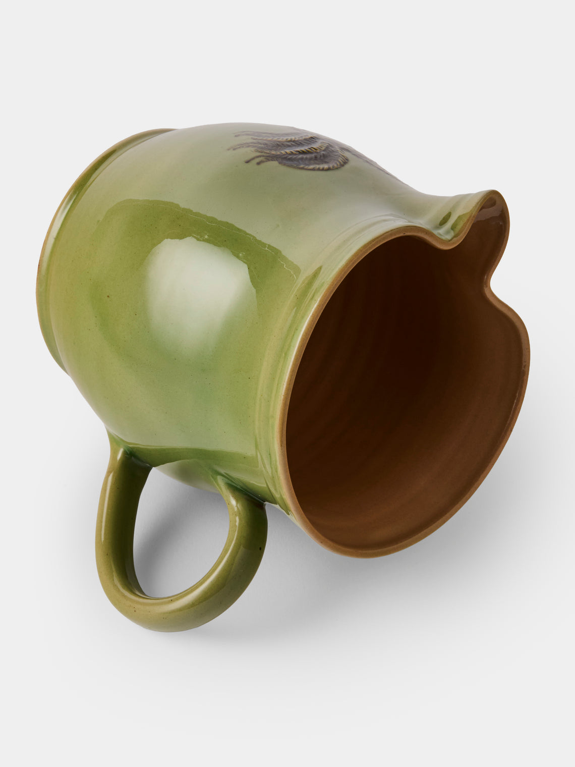 Poterie d’Évires - Chickens Hand-Painted Ceramic Medium Jug - Green - ABASK