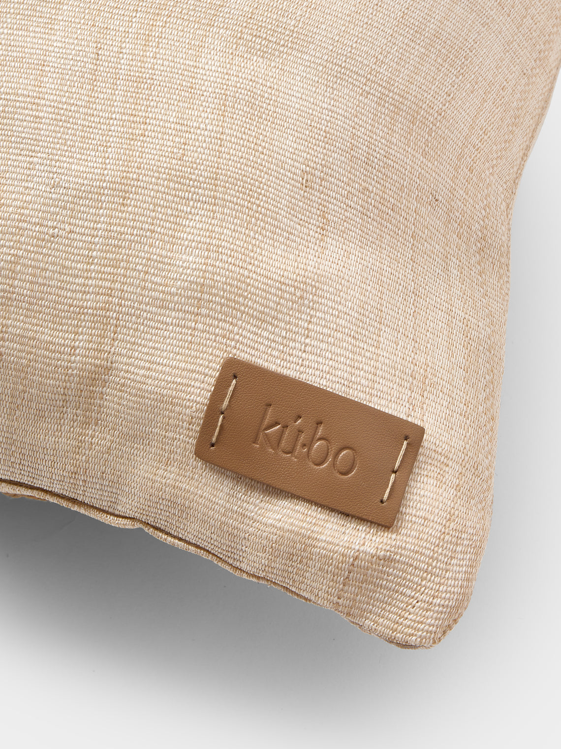 Kubo Curated - Ikat Beaded T'nalak Cloth Cushion (17.5in/45cm) - Beige - ABASK