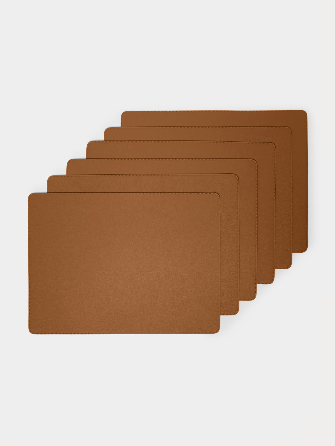 Giobagnara x Poltrona Frau - Leather and Walnut Placemats with Holder (Set of 6) - Tan - ABASK