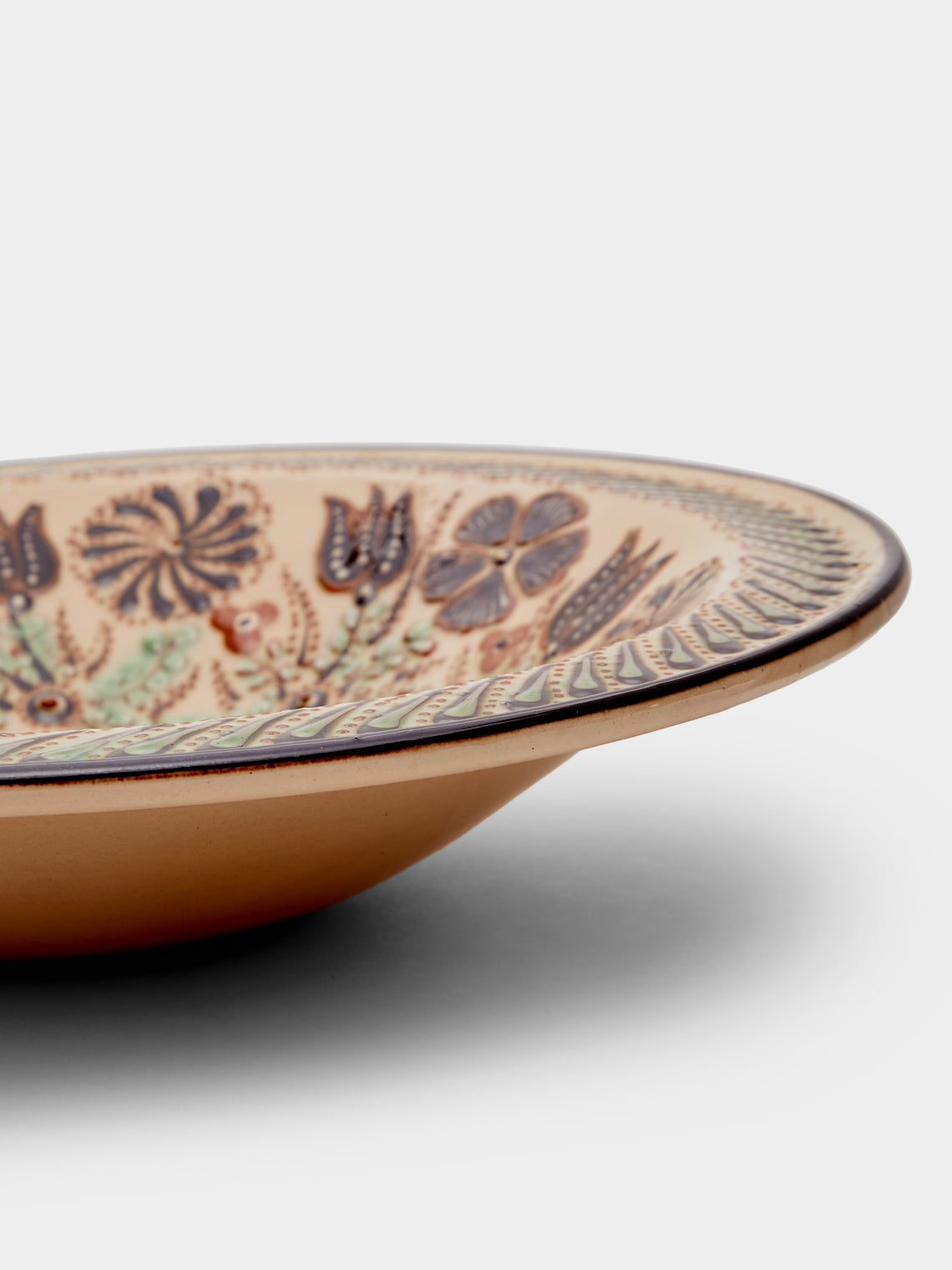 Poterie d’Évires - Flowers Hand-Painted Ceramic Large Serving Bowl -  - ABASK