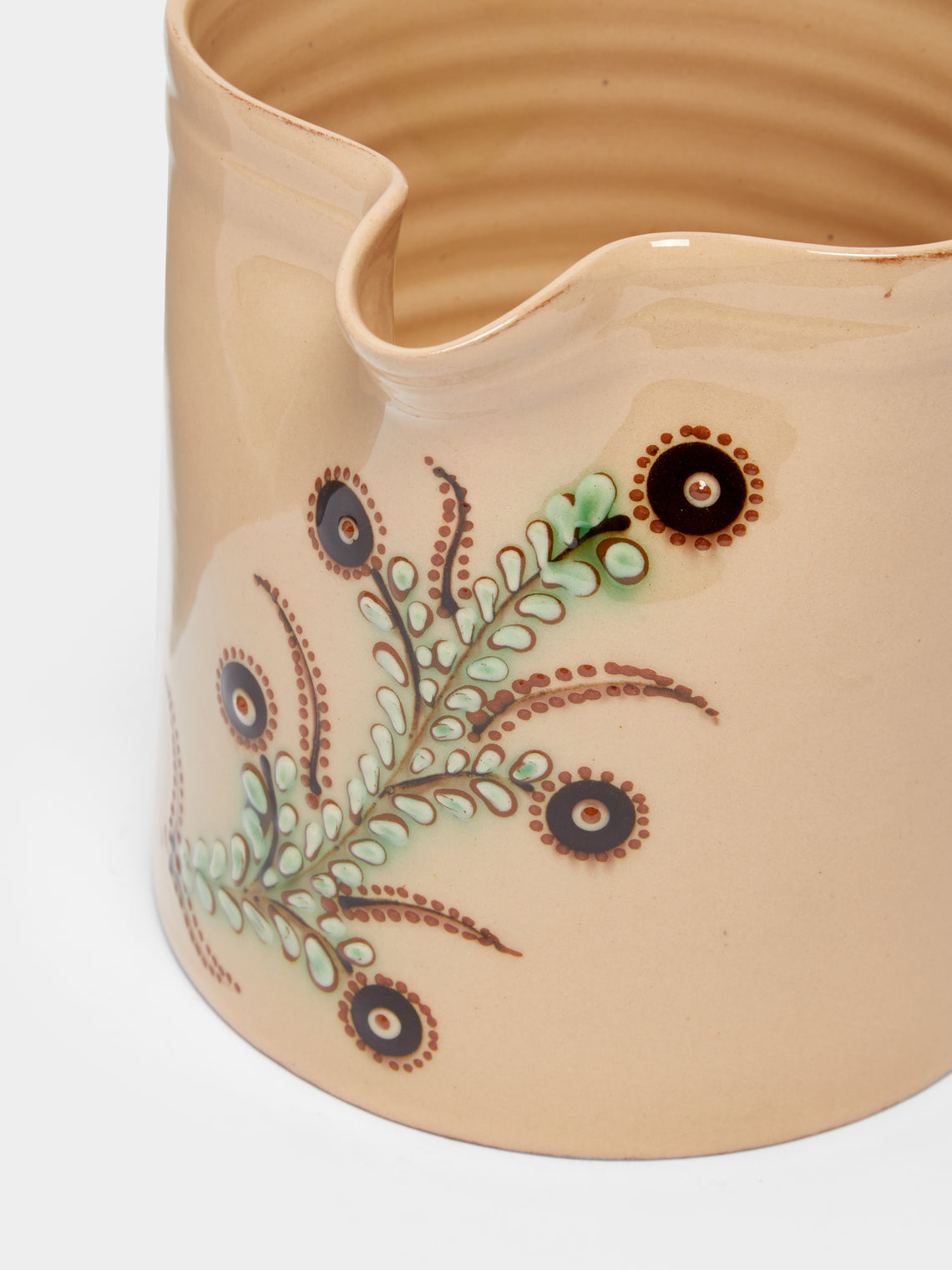 Poterie d’Évires - Flowers Hand-Painted Ceramic Straight-Edge Jug -  - ABASK